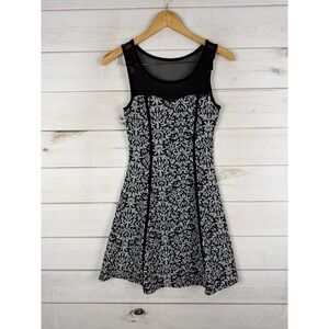 Delirious Los Angeles Dress Small Black Floral Mesh Jacquard Fit Flare Goth Y2K